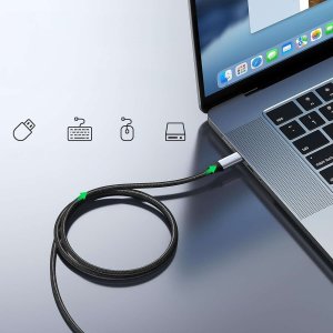 Kabel USB 4kom.pl Kabel przedłużacz przedłużka USB-C typ C 3.1 Gen2 Thunderbolt 100W PD 10Gbs 4K 2M Adapter przewód nylon oplot mocny 10