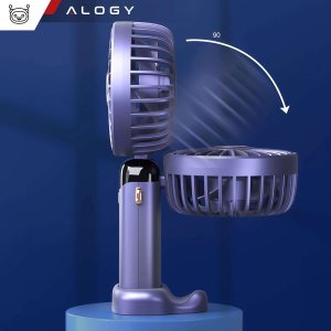 Wentylator USB 4kom.pl Wentylator wiatrak wiatraczek ręczny bezprzewodowy Alogy biurkowy przenośny do ręki z uchwytem na telefon USB-C granatowy 11