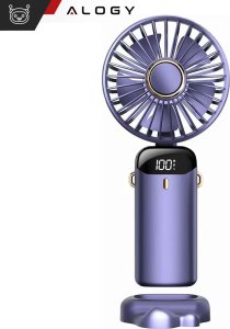 Wentylator USB 4kom.pl Wentylator wiatrak wiatraczek ręczny bezprzewodowy Alogy biurkowy przenośny do ręki z uchwytem na telefon USB-C granatowy 16