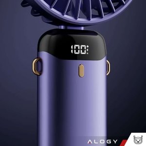 Wentylator USB 4kom.pl Wentylator wiatrak wiatraczek ręczny bezprzewodowy Alogy biurkowy przenośny do ręki z uchwytem na telefon USB-C granatowy 17