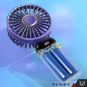 Wentylator USB 4kom.pl Wentylator wiatrak wiatraczek ręczny bezprzewodowy Alogy biurkowy przenośny do ręki z uchwytem na telefon USB-C granatowy 5
