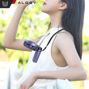 Wentylator USB 4kom.pl Wentylator wiatrak wiatraczek ręczny bezprzewodowy Alogy biurkowy przenośny do ręki z uchwytem na telefon USB-C granatowy 6