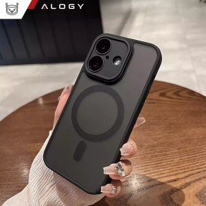 Alogy Etui do Apple iPhone 16 obudowa Alogy MagSafe Hybrid Matte Case pokrowiec matowy z ochroną obiektywu czarny 14