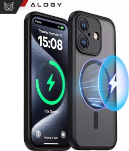 Alogy Etui do Apple iPhone 16 obudowa Alogy MagSafe Hybrid Matte Case pokrowiec matowy z ochroną obiektywu czarny 2