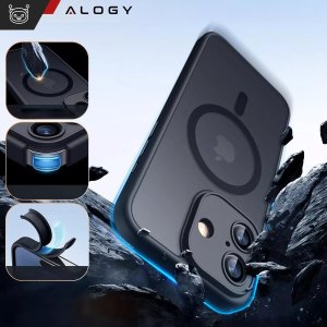 Alogy Etui do Apple iPhone 16 obudowa Alogy MagSafe Hybrid Matte Case pokrowiec matowy z ochroną obiektywu czarny 3