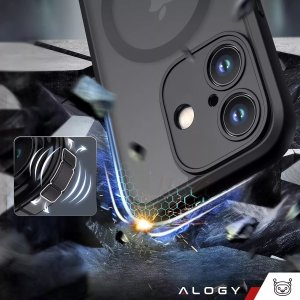 Alogy Etui do Apple iPhone 16 obudowa Alogy MagSafe Hybrid Matte Case pokrowiec matowy z ochroną obiektywu czarny 4