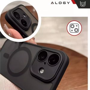 Alogy Etui do Apple iPhone 16 obudowa Alogy MagSafe Hybrid Matte Case pokrowiec matowy z ochroną obiektywu czarny 6
