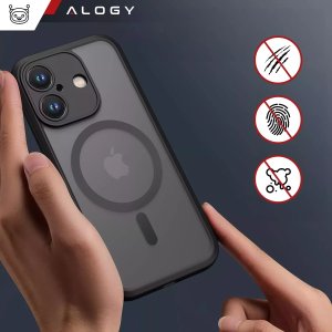 Alogy Etui do Apple iPhone 16 obudowa Alogy MagSafe Hybrid Matte Case pokrowiec matowy z ochroną obiektywu czarny 8