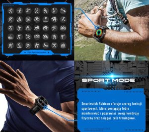 Smartwatch Rubicon SmartWatch Rubicon RNCF24 szary silikon BT Call rozmowy . 11