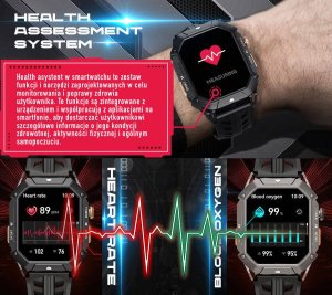 Smartwatch Rubicon SmartWatch Rubicon RNCF24 szary silikon BT Call rozmowy . 10