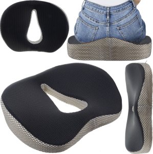 4kom.pl Poduszka ortopedyczna na krzesło Siedzisko na fotel do biurka do komputera do auta dla kierowcy Czarna 13