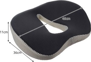 4kom.pl Poduszka ortopedyczna na krzesło Siedzisko na fotel do biurka do komputera do auta dla kierowcy Czarna 4