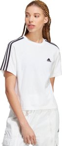 Adidas Koszulka damska adidas Essentials 3-Stripes Single Jersey Crop Top biało-czarna HR4915 L 1