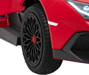 Ramiz Lamborghini Aventador SV na akumulator dla 2 dzieci Czerwony + Silnik bezszczotkowy + Pompowane koła + Audio LED 12