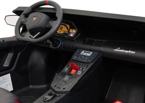 Ramiz Lamborghini Aventador SV na akumulator dla 2 dzieci Czerwony + Silnik bezszczotkowy + Pompowane koła + Audio LED 19