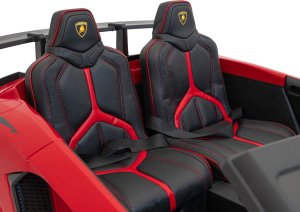 Ramiz Lamborghini Aventador SV na akumulator dla 2 dzieci Czerwony + Silnik bezszczotkowy + Pompowane koła + Audio LED 22