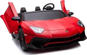 Ramiz Lamborghini Aventador SV na akumulator dla 2 dzieci Czerwony + Silnik bezszczotkowy + Pompowane koła + Audio LED 3