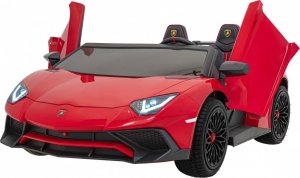 Ramiz Lamborghini Aventador SV na akumulator dla 2 dzieci Czerwony + Silnik bezszczotkowy + Pompowane koła + Audio LED 32