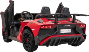 Ramiz Lamborghini Aventador SV na akumulator dla 2 dzieci Czerwony + Silnik bezszczotkowy + Pompowane koła + Audio LED 35