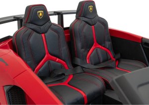 Ramiz Lamborghini Aventador SV na akumulator dla 2 dzieci Czerwony + Silnik bezszczotkowy + Pompowane koła + Audio LED 39