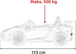 Ramiz Lamborghini Aventador SV na akumulator dla 2 dzieci Czerwony + Silnik bezszczotkowy + Pompowane koła + Audio LED 47