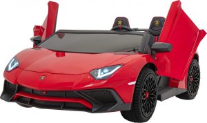 Ramiz Lamborghini Aventador SV na akumulator dla 2 dzieci Czerwony + Silnik bezszczotkowy + Pompowane koła + Audio LED 52