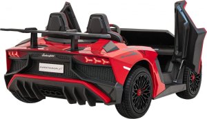 Ramiz Lamborghini Aventador SV na akumulator dla 2 dzieci Czerwony + Silnik bezszczotkowy + Pompowane koła + Audio LED 57