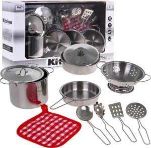 Ramiz Zestaw metalowych Garnków dla dzieci 3+ Garnki do gotowania + Przybory + Akcesoria kuchenne 11 el. 1