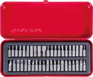 King Tony ZESTAW BITÓW 1/4" 42cz. PŁASKIE 3 - 8mm, PH0 - PH3, PZ1 - PZ3, HEX 1,5 - 10mm, TORX T6 - T40, KWADRAT R0 - R3, KASETA King Tony 1