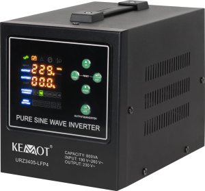 UPS Kemot Zasilacz awaryjny KEMOT PROsinus-800-LFP4 przetwornica z czystym przebiegiem sinusoidalnym i funkcją ładowania  12V 230V 800VA/500W 1