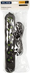 Blow 98-227# Przedłużacz sieciowy ps-530 5-gniazd 3xusb 3m czarny 2x1mm 4