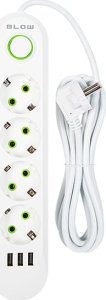 Blow 98-224# Przedłużacz sieciowy ps-430 4-gniazda 3xusb 3m biały 2x1mm 3