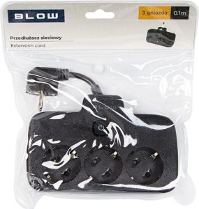 Blow 98-232# Przedłużacz sieciowy ps-310 3-gniazda 0.1m czarny 2x1mm 4