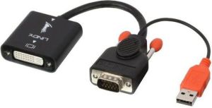 Adapter AV Lindy DVI-I - D-Sub (VGA) + USB-A czarny (38184) 1
