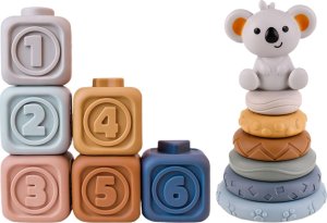 Woopie WOOPIE BABY Zestaw Edukacyjna Piramdka Klocki Sensoryczne 2w1 Gryzak Cyferki 4