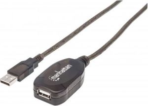 Kabel USB Manhattan USB-A - USB-A 15 m Czarny (152365) 1