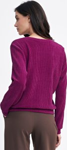Nife Bluza z dzianiny prążkowanej z długim rękawem - purpura - BL08 (kolor purpura, rozmiar 36) 2