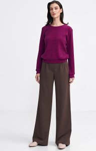 Nife Bluza z dzianiny prążkowanej z długim rękawem - purpura - BL08 (kolor purpura, rozmiar 36) 3