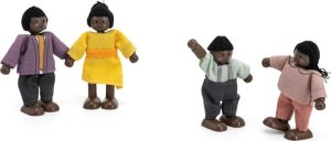 Viga Toys VIGA Zestaw Drewnianych Laleczek Materiałowe Ubranka 4 szt Ciemnoskóre 3