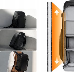 Plecak K+F Plecak Fotograficzny 25l Torba Foto na Aparat do CANON NIKON Alpha Air / KF13.128V4 / Czarny 8