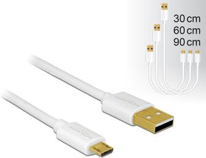 Kabel USB Delock USB-A - microUSB 0.6 m Biały (83679) 1