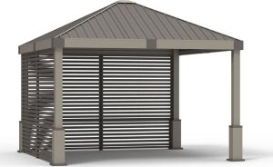 SOJAG Pawilon aluminiowy Nanda 1212 ze ścianą boczną Szampan 363x363x313cm 1