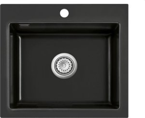 Zlewozmywak SYSTEMCERAM Systemceram Mera 57 Nero, Zlew ceramiczny, korek manualny 1