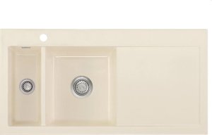 Zlewozmywak SYSTEMCERAM Mera 100 Magnolia, Zlewozmywak ceramiczny, korek manualny, lewa komora 1