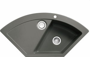 Zlewozmywak SYSTEMCERAM Systemceram Mera ECK Lava, Zlewozmywak ceramiczny narożny, korek manualny, 1