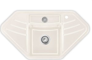 Zlewozmywak SYSTEMCERAM Systemceram Vega ECK Magnolia, Zlewozmywak ceramiczny narożny, korek manualny, 1