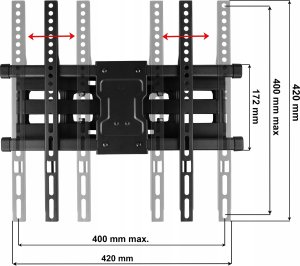 Pawonik OBROTOWY UCHWYT DO TELEWIZORA UCHYLNY WIESZAK TV DO 65 CALI VESA400 DO 50KG 5