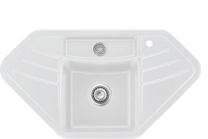 Zlewozmywak SYSTEMCERAM Systemceram Vega ECK Satin, Zlewozmywak ceramiczny narożny, korek manualny, 1