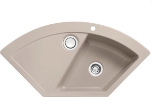 Zlewozmywak SYSTEMCERAM Systemceram Mera ECK Fango, Zlewozmywak ceramiczny narożny, korek manualny, 1