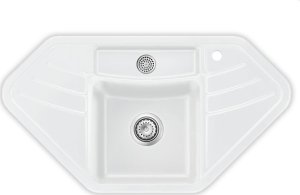 Zlewozmywak SYSTEMCERAM Systemceram Vega ECK Polar, Zlewozmywak ceramiczny narożny, korek manualny, 1